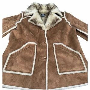 Brown Faux Fur Trimmed Women's Coat